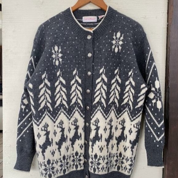 Vintage Carroll Reed Wool Angora Sweater Cardigan - Picture 3 of 9